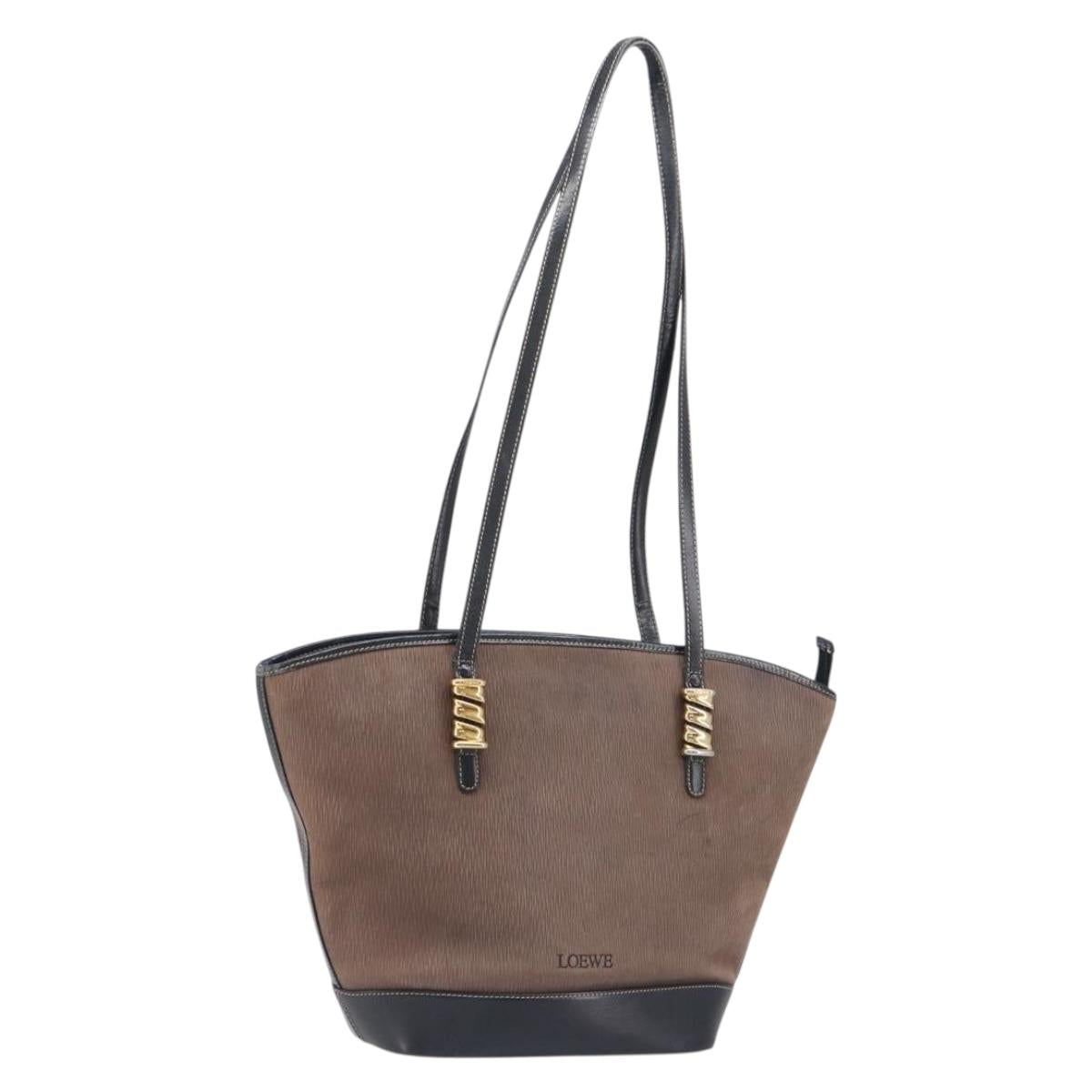 LOEWE Velazquez Tote Bag Leather Brown Gold Auth 196877