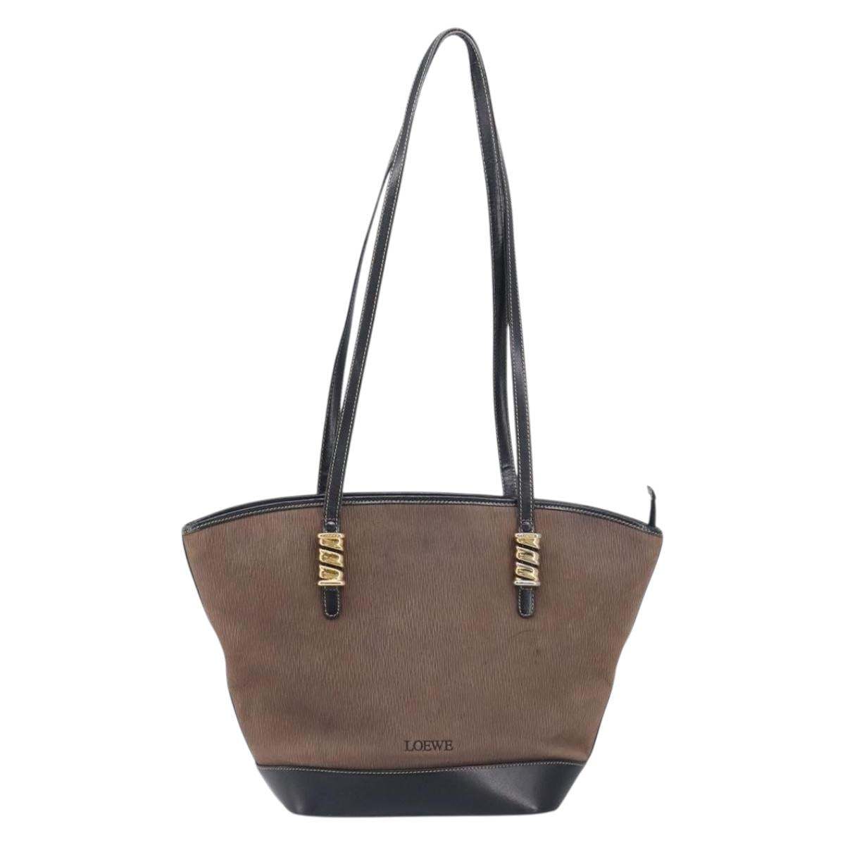 LOEWE Velazquez Tote Bag Leather Brown Gold Auth 196877