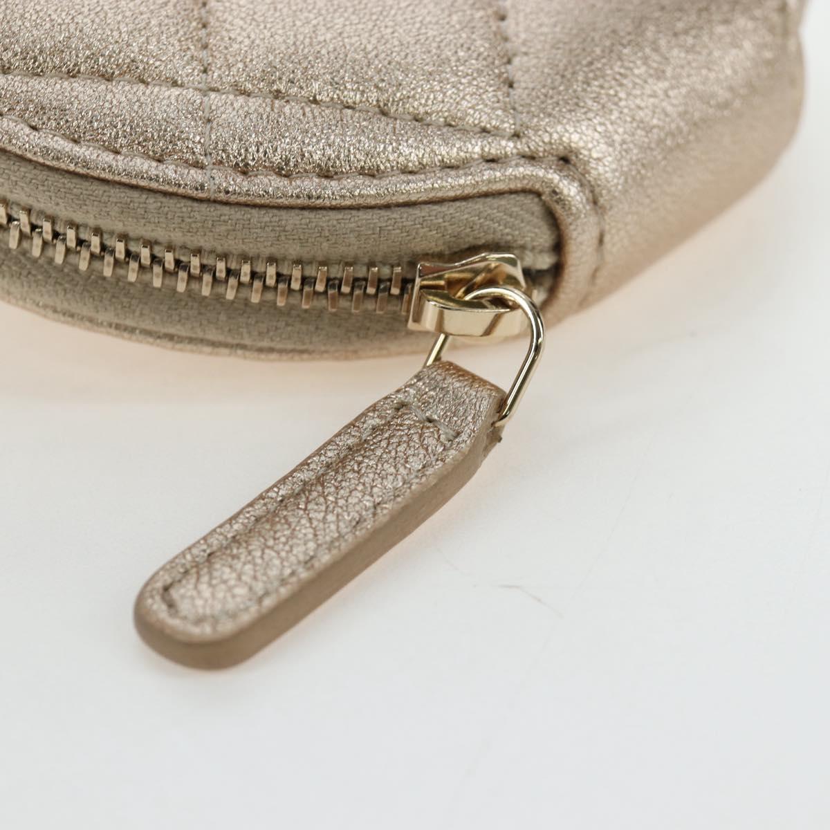 CHANEL Matelasse AirPods Case & Coin Purse Lamb Skin Gold CC Auth 196880M