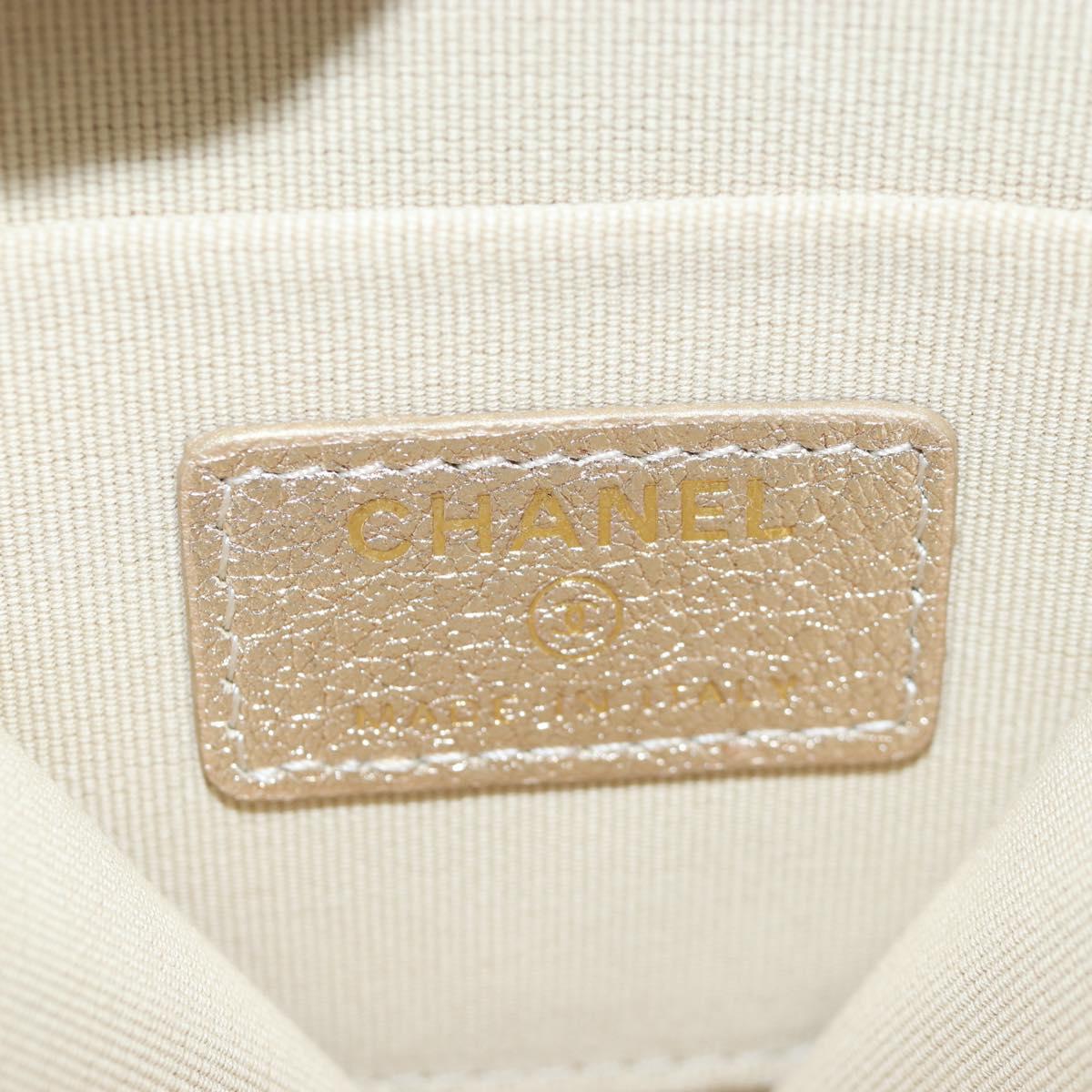 CHANEL Matelasse AirPods Case & Coin Purse Lamb Skin Gold CC Auth 196880M