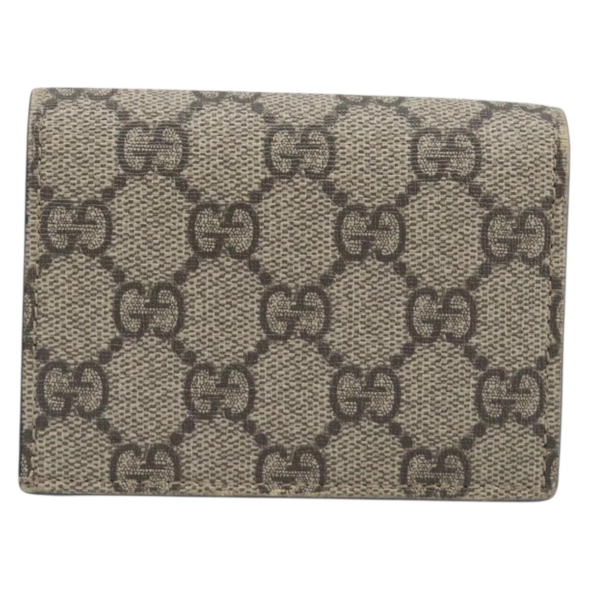 GUCCI GG Supreme Mystic Cat Bifold Wallet PVC Leather Beige 499380 Auth 196882A