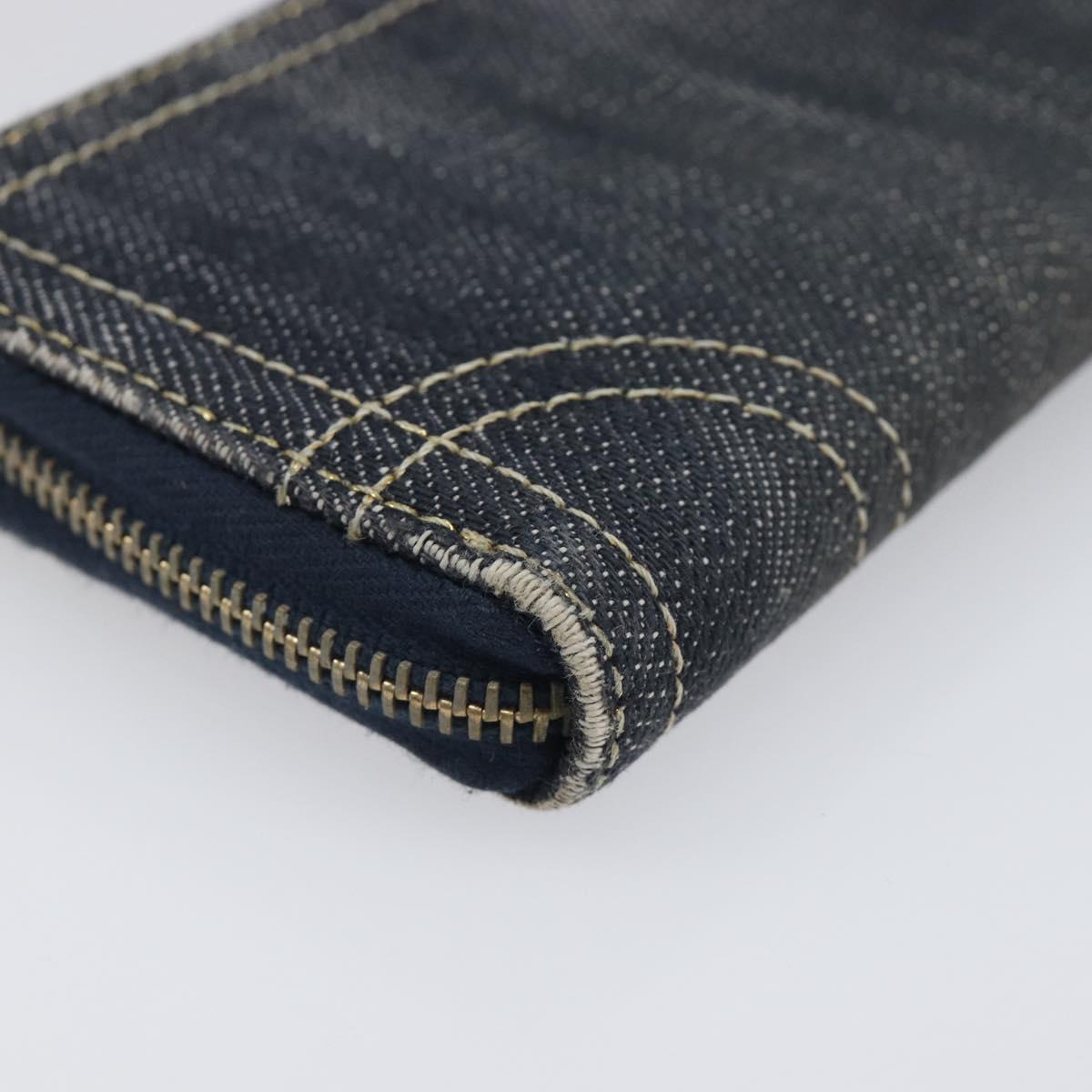 CHANEL COCO Mark Coin Purse Denim Blue Gold CC Auth 196884A
