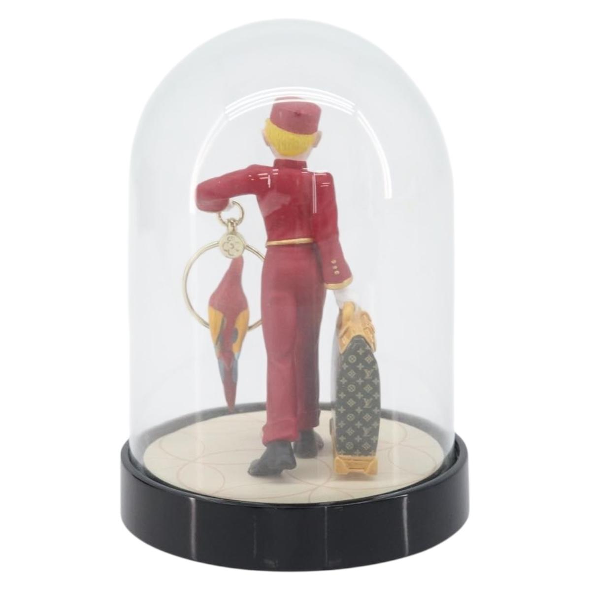 LOUIS VUITTON Pageboy Snow Globe Glass Red Clear LV Auth 196889A