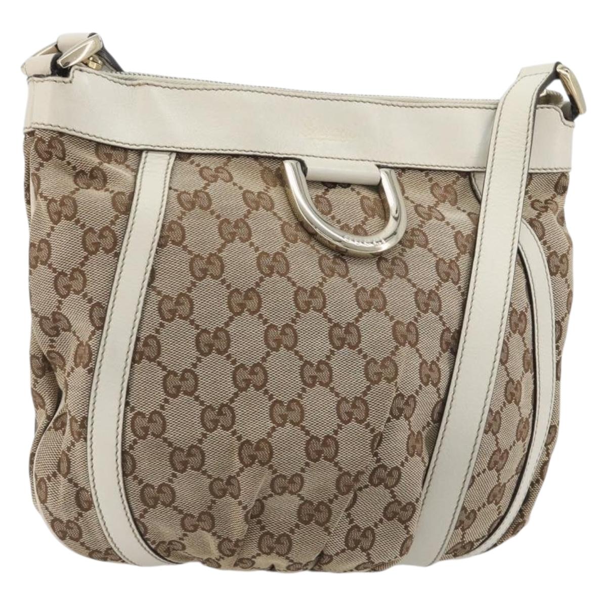 GUCCI GG Canvas Shoulder Bag Beige Gold 203257 Auth 196900