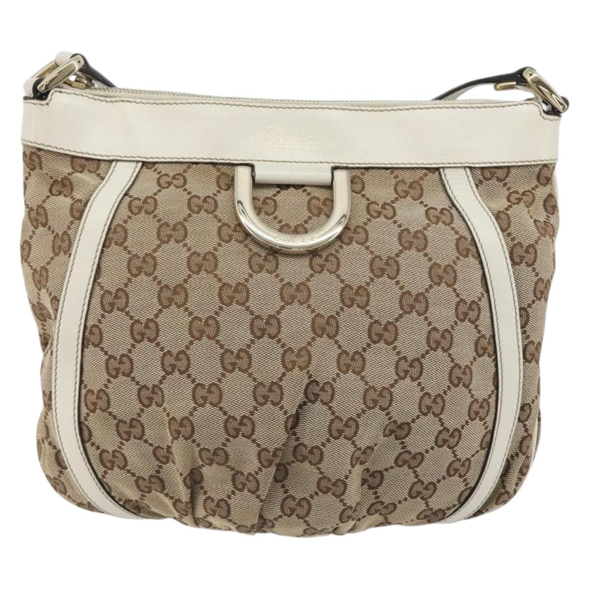 GUCCI GG Canvas Shoulder Bag Beige Gold 203257 Auth 196900