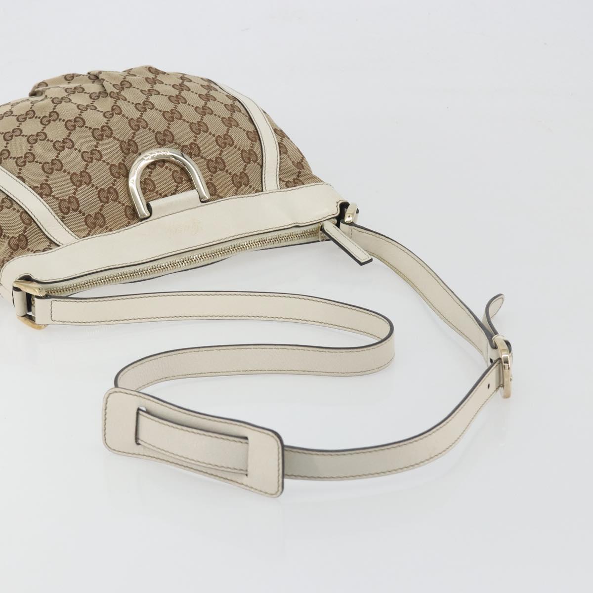 GUCCI GG Canvas Shoulder Bag Beige Gold 203257 Auth 196900