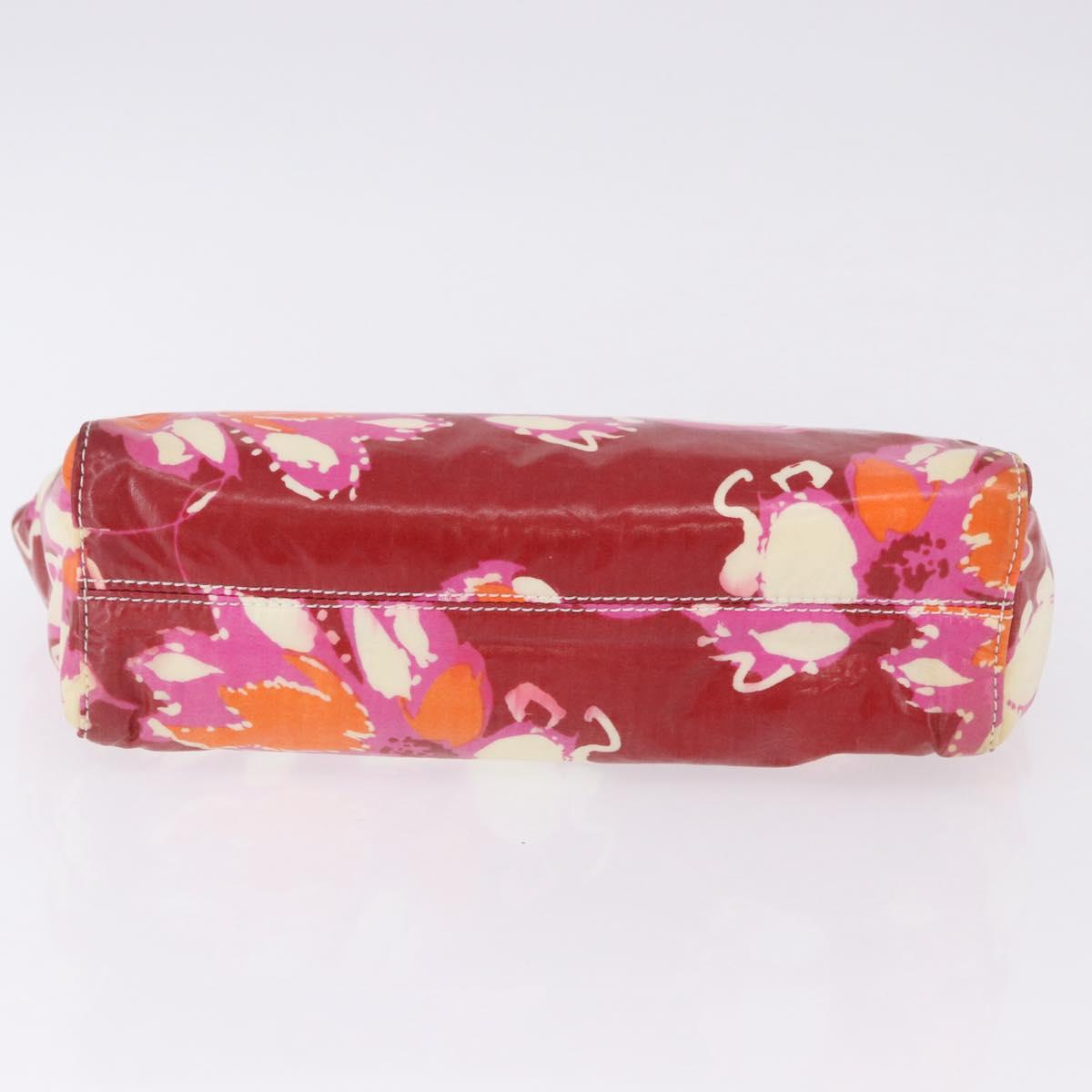CHANEL High Summer Pouch Coated Canvas Red CC Auth 196901