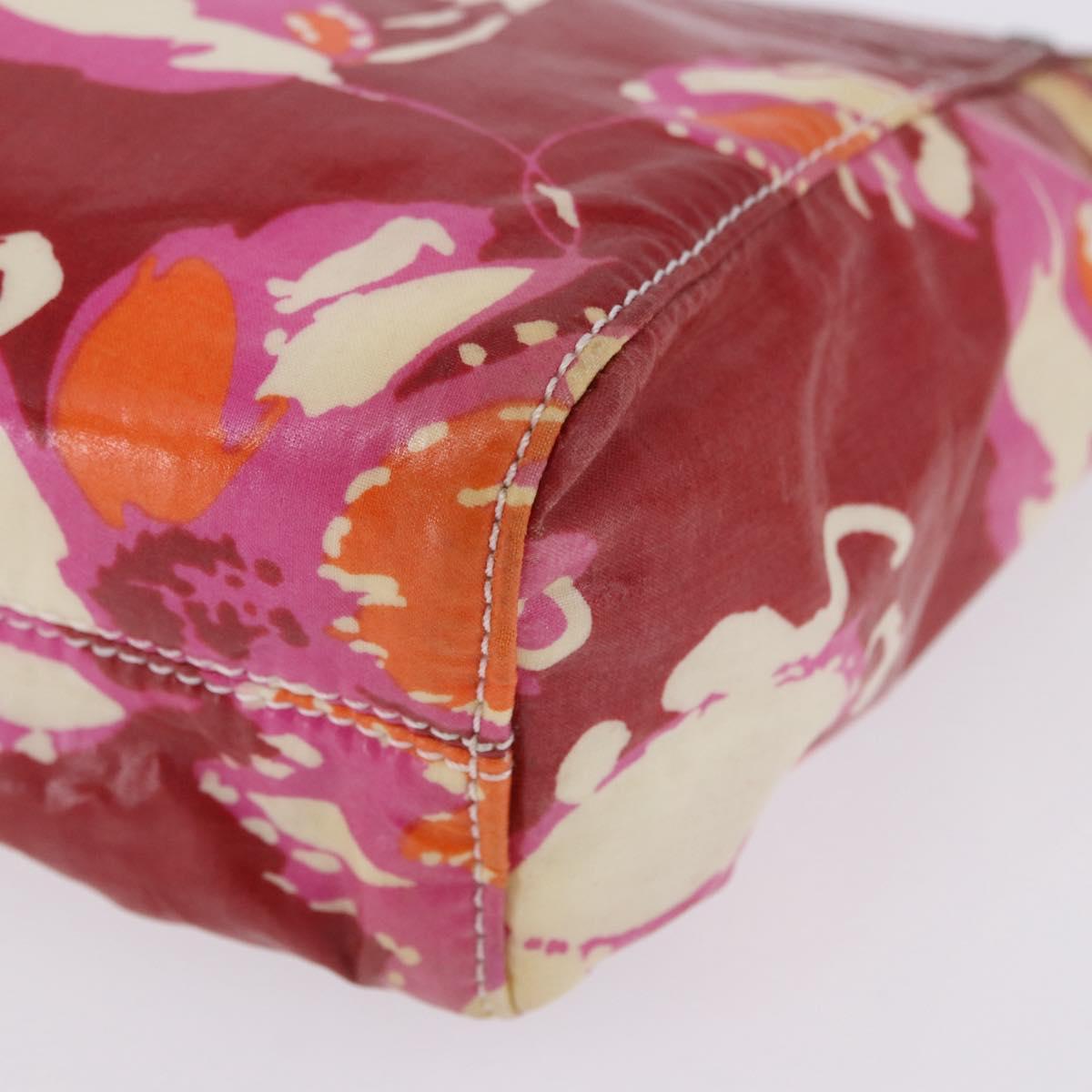 CHANEL High Summer Pouch Coated Canvas Red CC Auth 196901