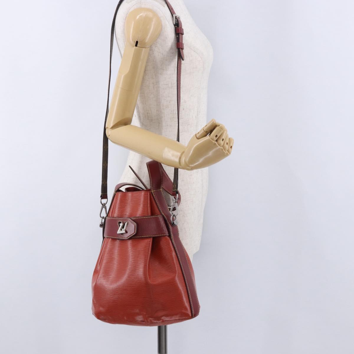 LOUIS VUITTON Epi Twist Bucket Shoulder Bag Red Silver M52927 LV Auth 196905