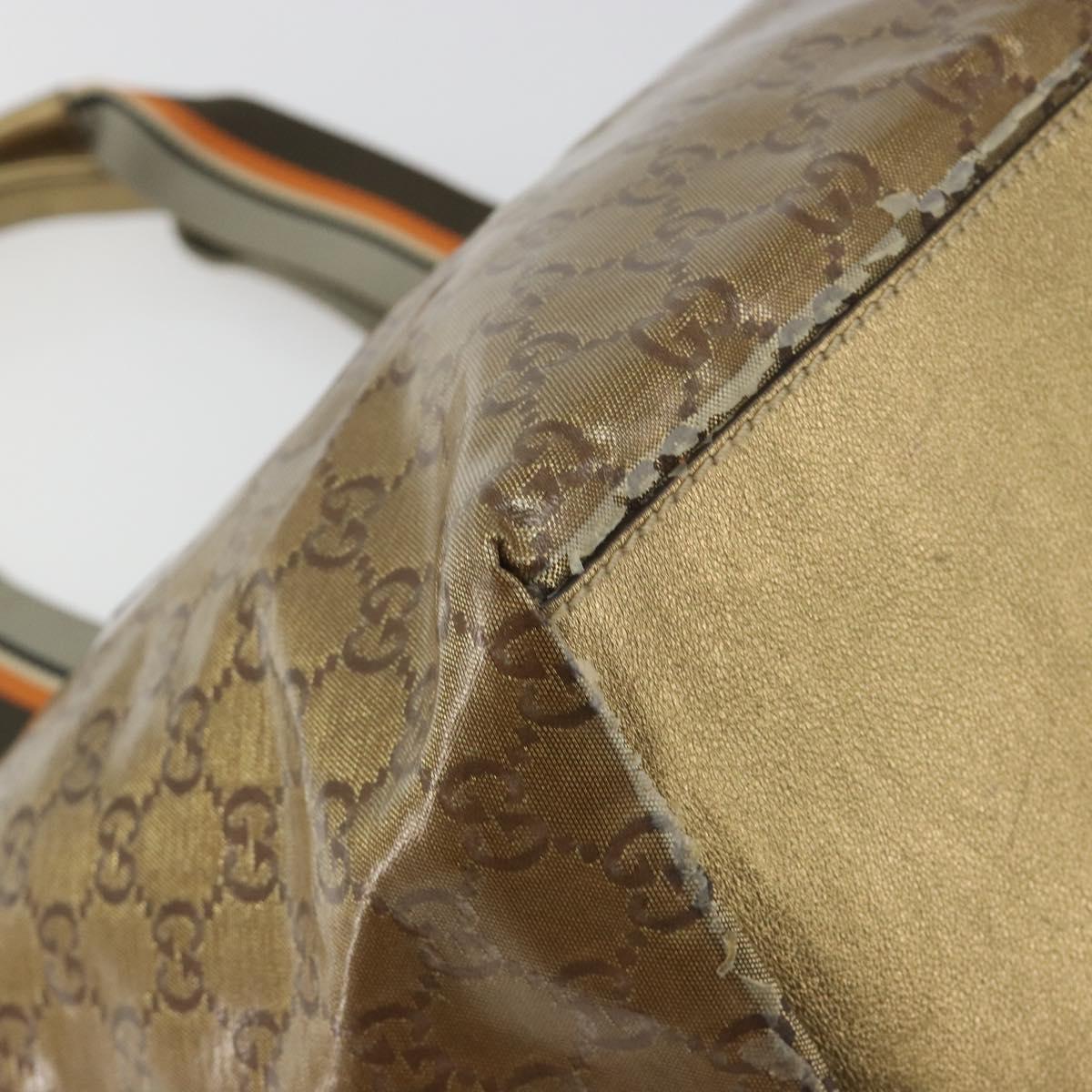 GUCCI GG Canvas GG Crystal Tote Bag Coated Canvas Gold 131230 Auth 196911