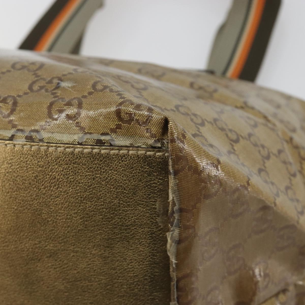 GUCCI GG Canvas GG Crystal Tote Bag Coated Canvas Gold 131230 Auth 196911
