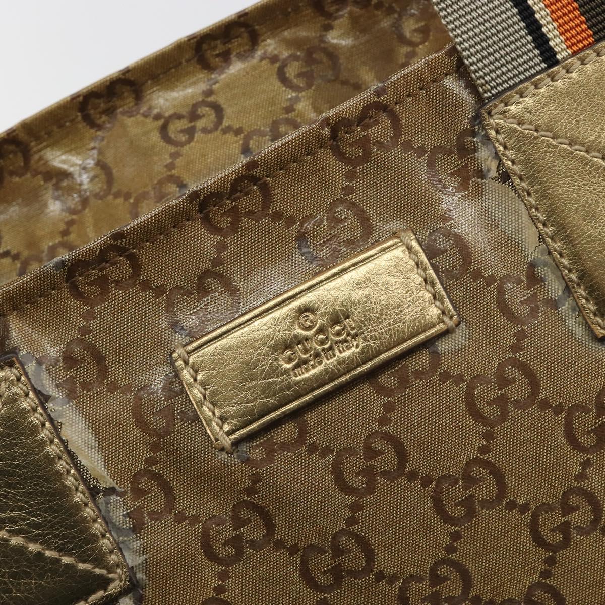 GUCCI GG Canvas GG Crystal Tote Bag Coated Canvas Gold 131230 Auth 196911