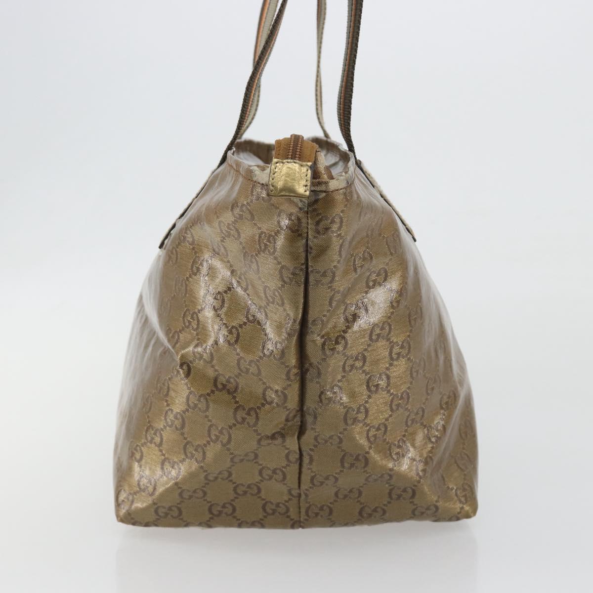 GUCCI GG Canvas GG Crystal Tote Bag Coated Canvas Gold 131230 Auth 196911