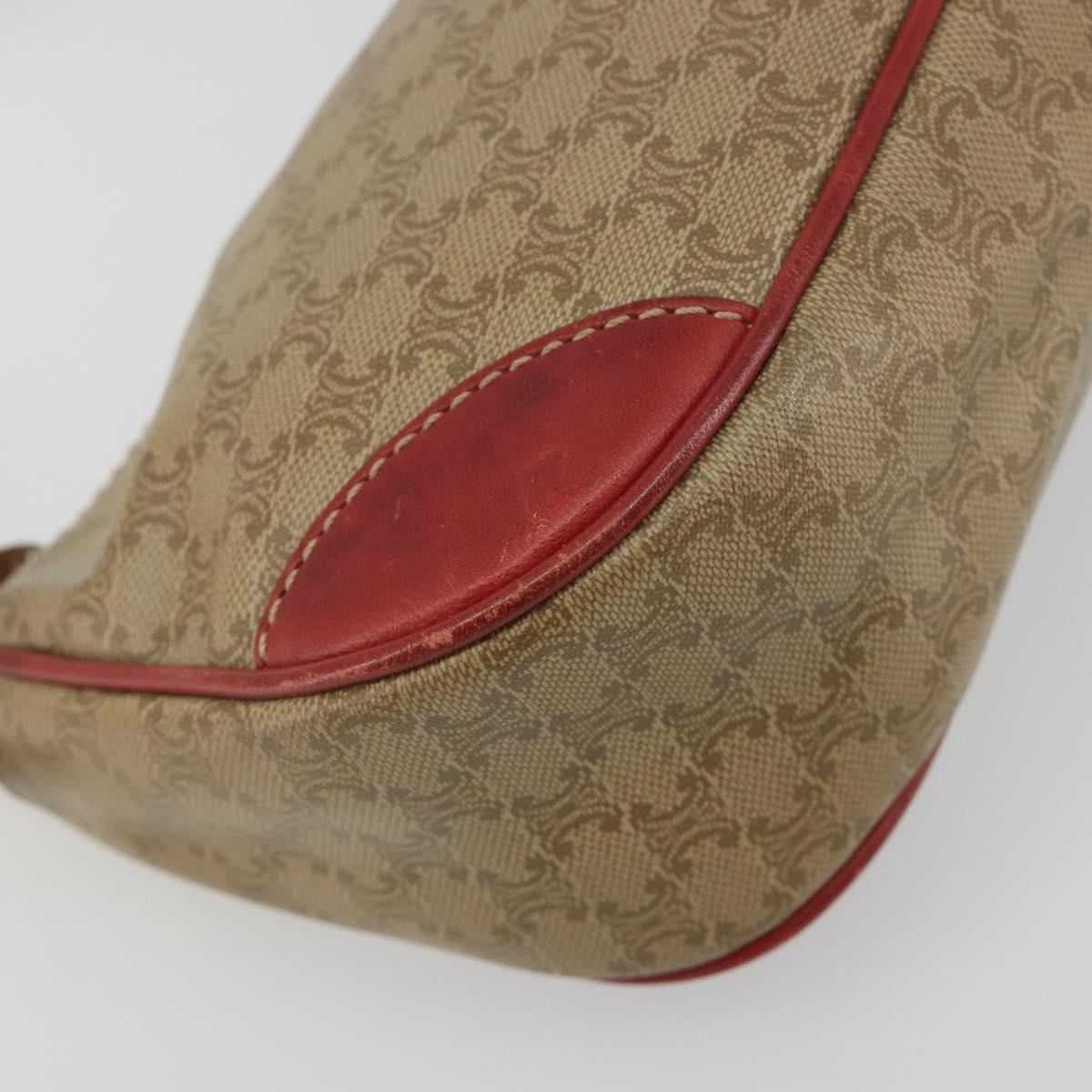 CELINE Macadam Canvas Accessory Pouch PVC Beige Gold Auth 196915