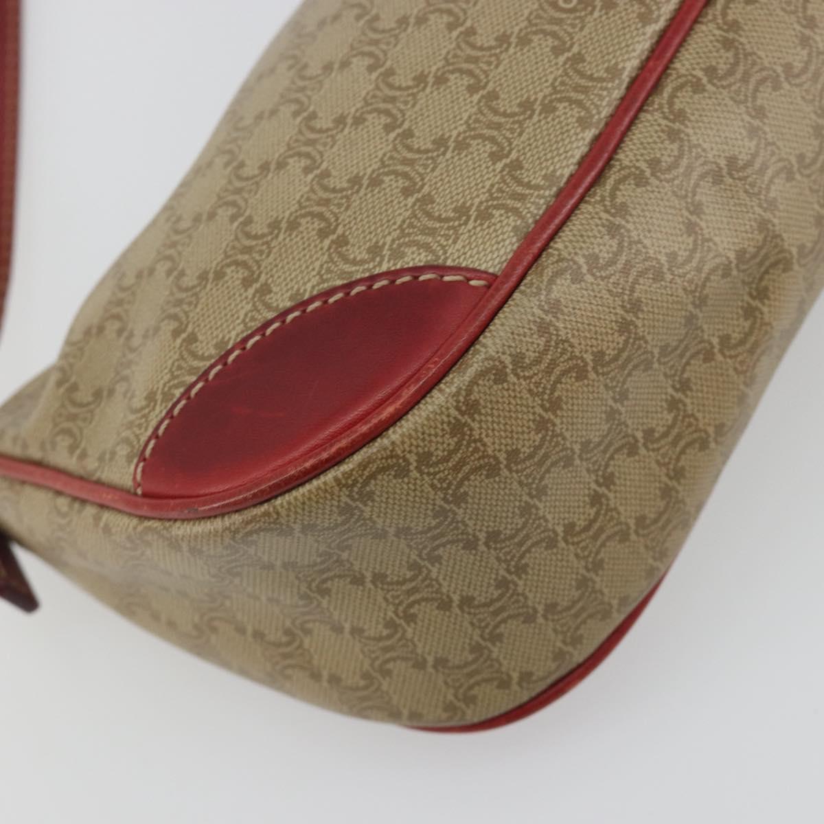 CELINE Macadam Canvas Accessory Pouch PVC Beige Gold Auth 196915