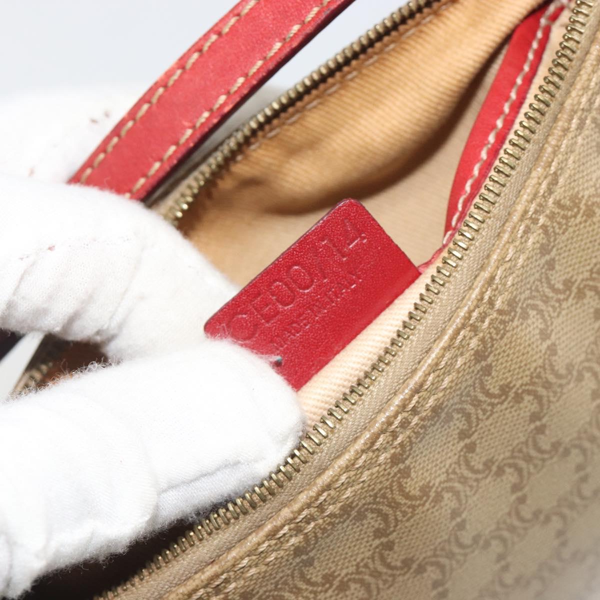 CELINE Macadam Canvas Accessory Pouch PVC Beige Gold Auth 196915