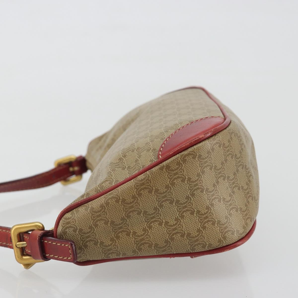 CELINE Macadam Canvas Accessory Pouch PVC Beige Gold Auth 196915