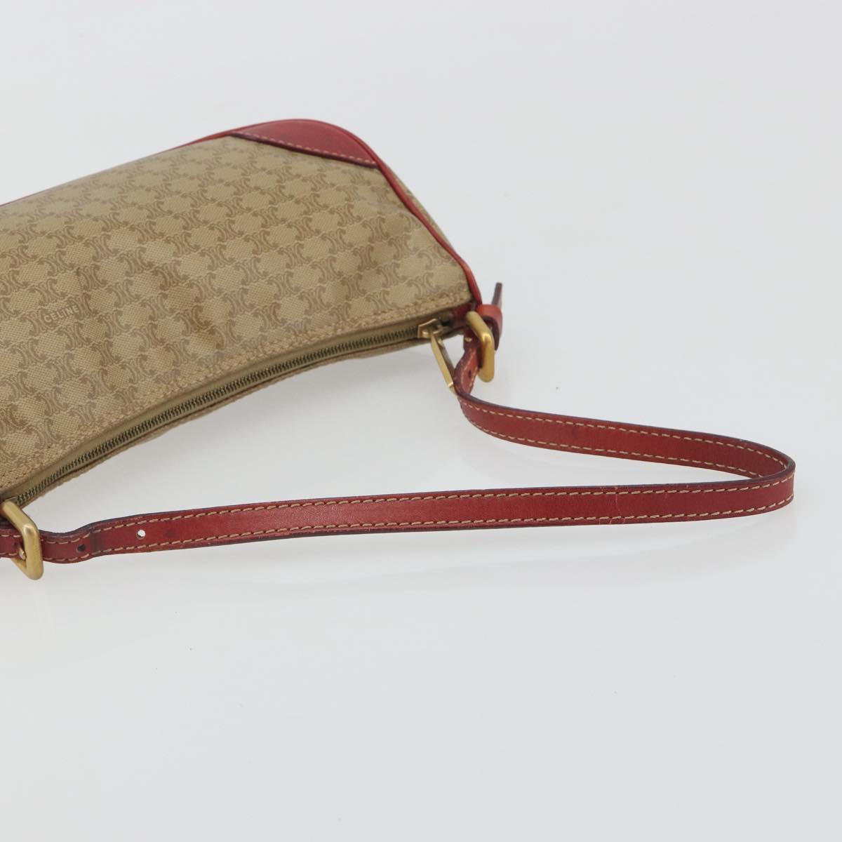 CELINE Macadam Canvas Accessory Pouch PVC Beige Gold Auth 196915