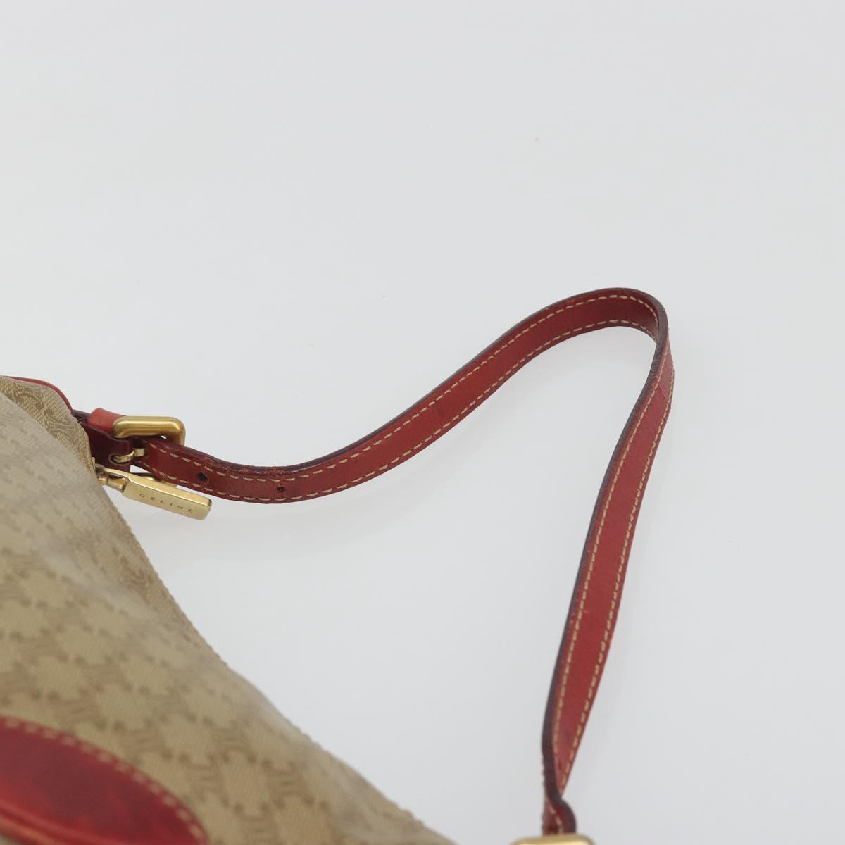 CELINE Macadam Canvas Accessory Pouch PVC Beige Gold Auth 196915