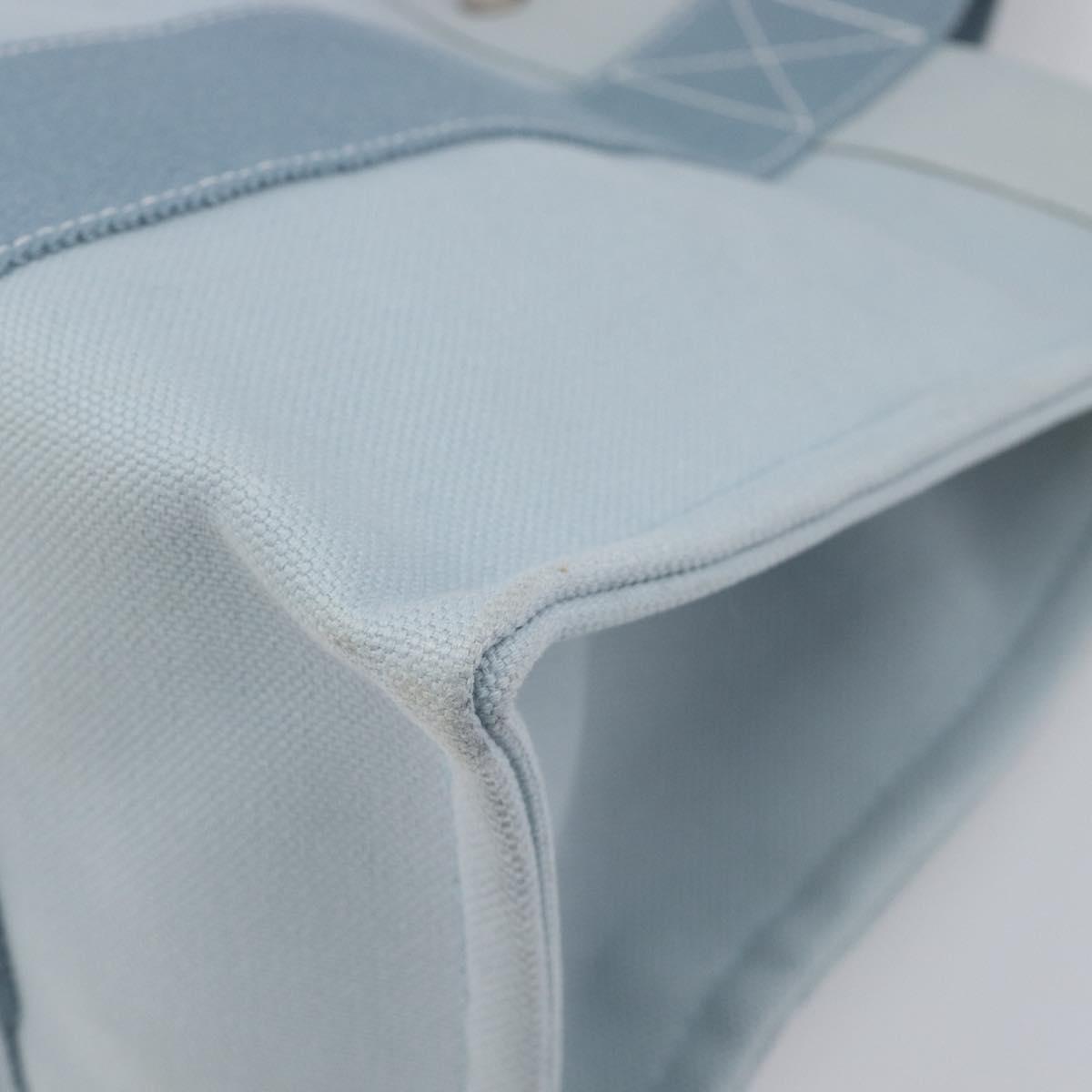 HERMES Bora Bora PM Hand Bag Canvas Light Blue Silver Auth 196916A