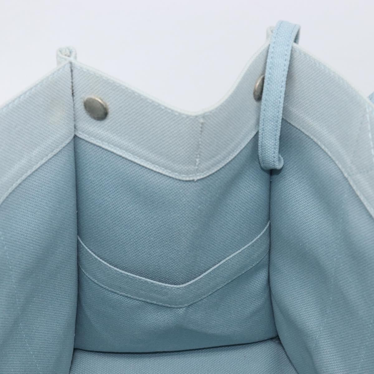 HERMES Bora Bora PM Hand Bag Canvas Light Blue Silver Auth 196916A
