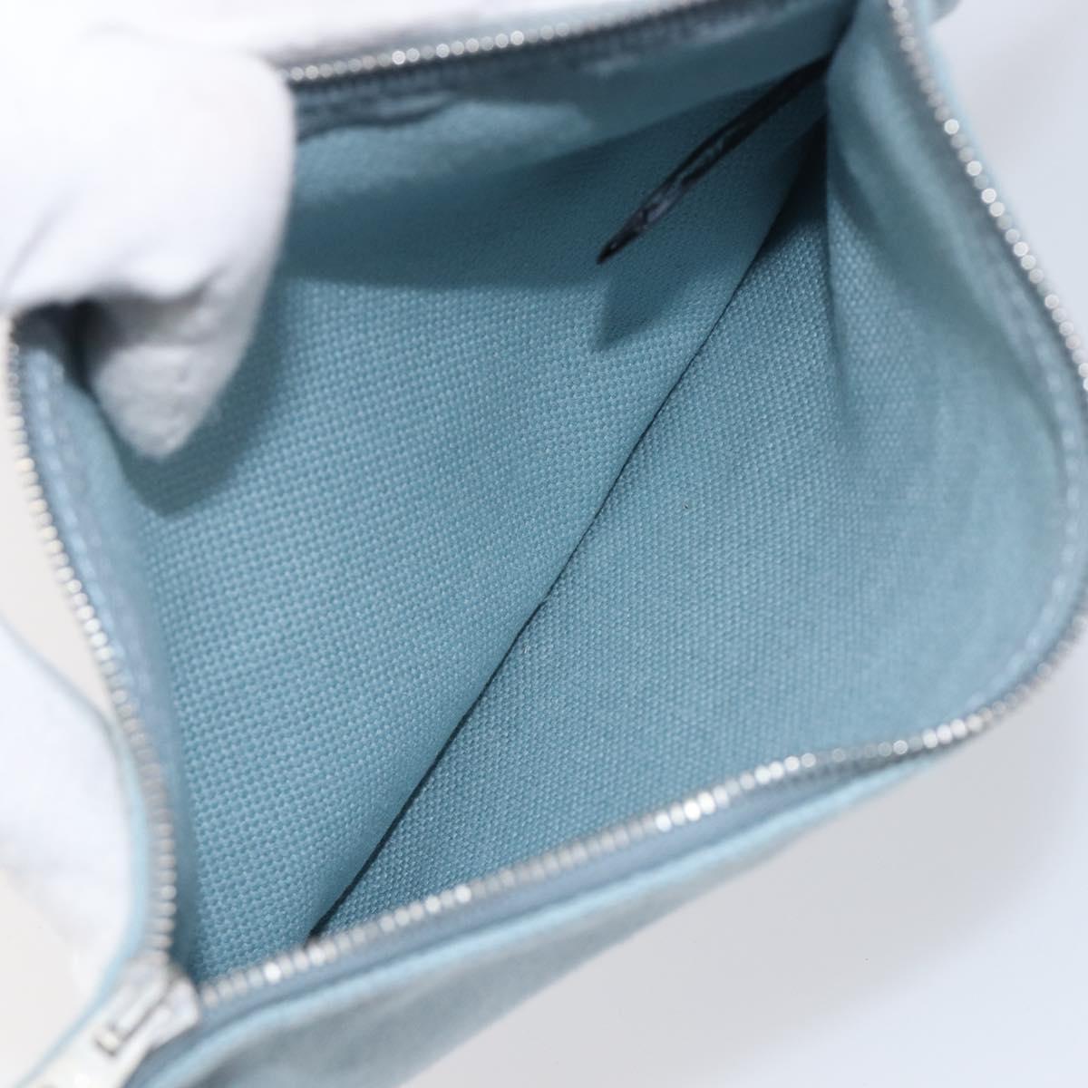 HERMES Bora Bora PM Hand Bag Canvas Light Blue Silver Auth 196916A