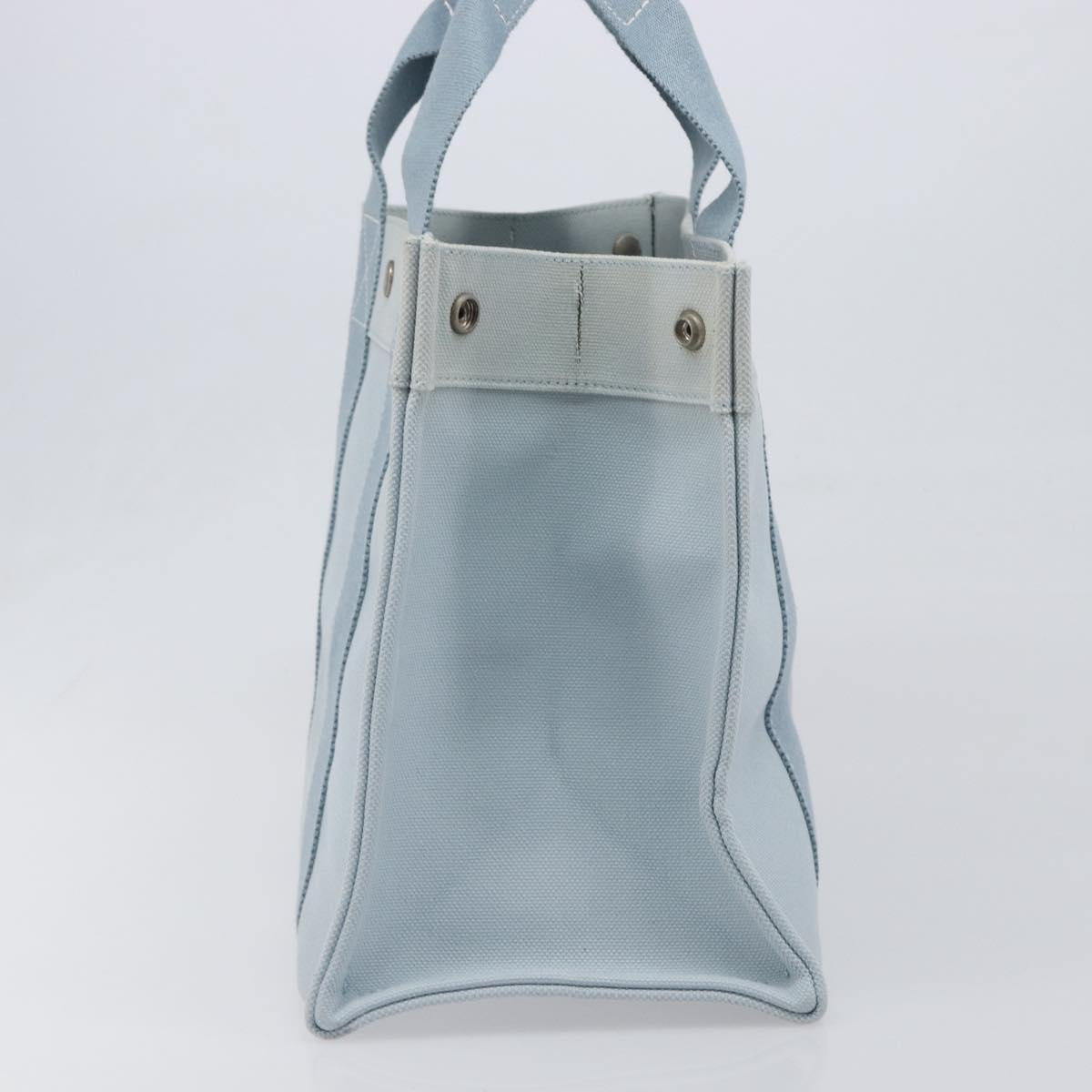 HERMES Bora Bora PM Hand Bag Canvas Light Blue Silver Auth 196916A