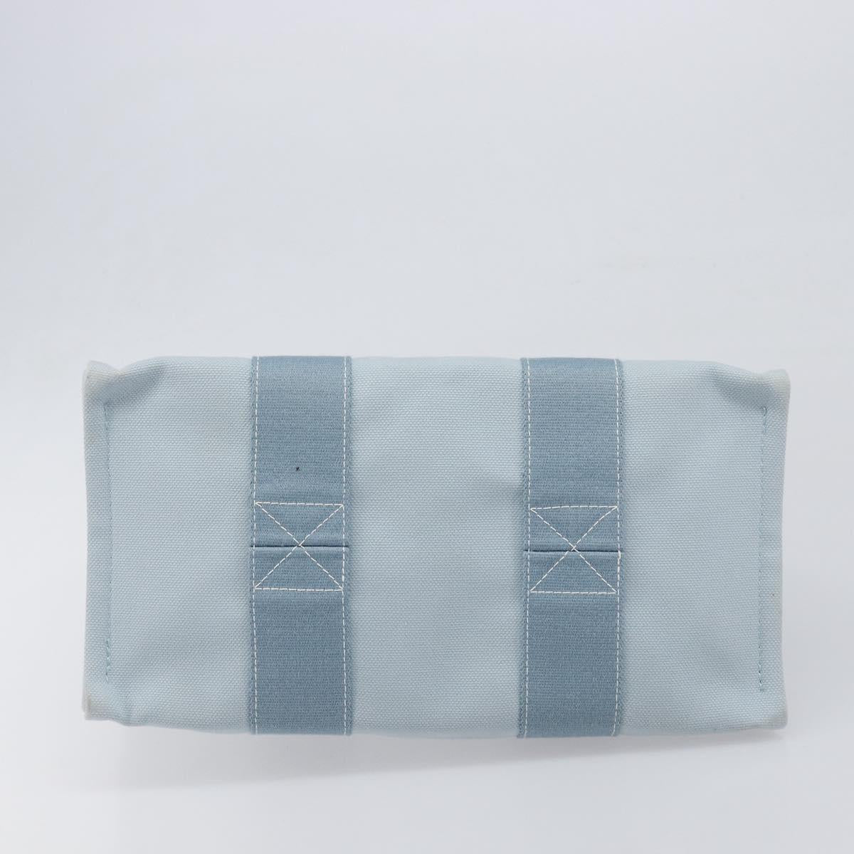 HERMES Bora Bora PM Hand Bag Canvas Light Blue Silver Auth 196916A