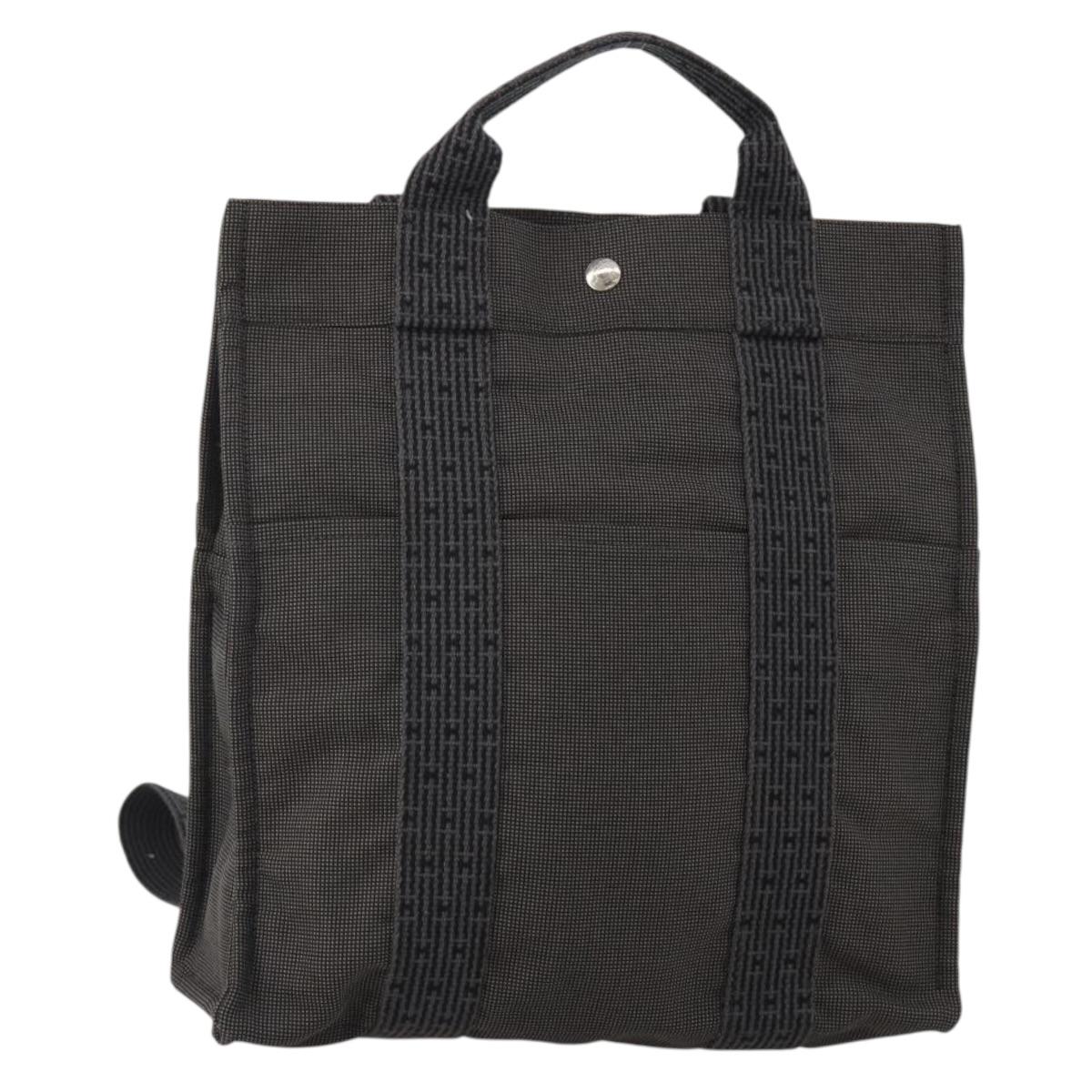 HERMES Sac A Dos Backpack Canvas Gray Silver Auth 196918A