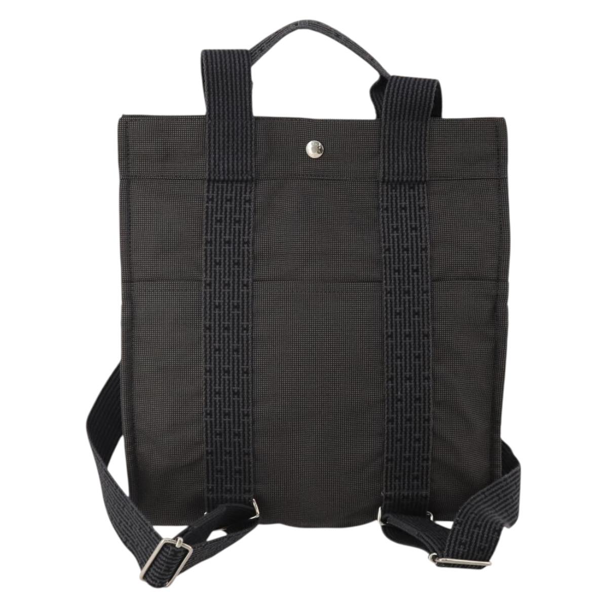 HERMES Sac A Dos Backpack Canvas Gray Silver Auth 196918A