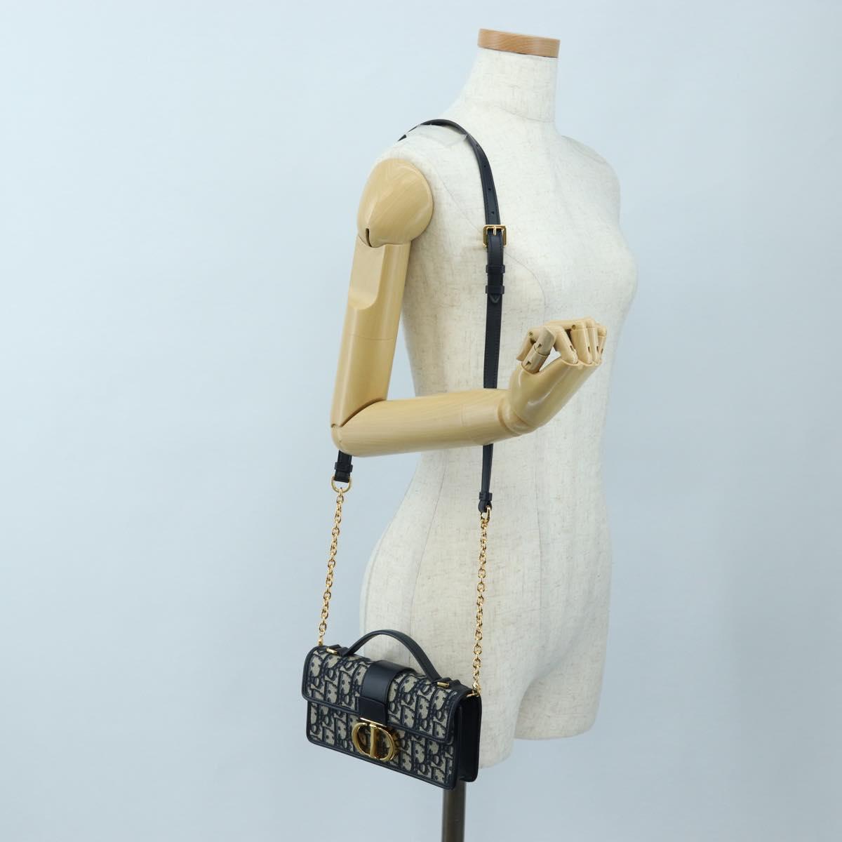 Christian Dior Trotter Canvas Dior 30 Montaigne Bag 2way Navy Gold Auth 196920SAM