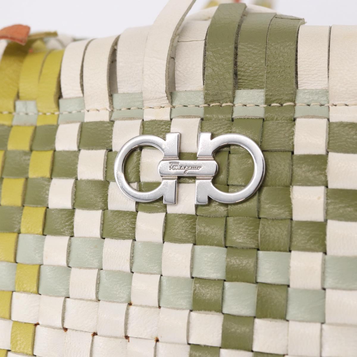 Salvatore Ferragamo Gancini Tote Bag Leather Multicolor Silver Auth 196921A