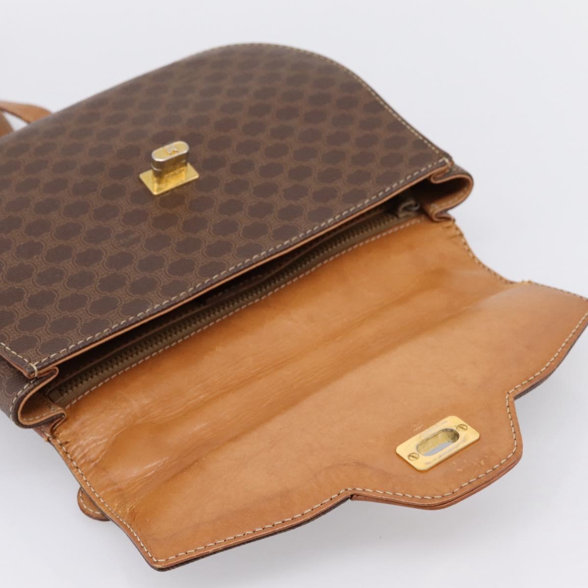 CELINE Macadam Canvas Hand Bag PVC Leather 2way Brown Gold Auth 196924