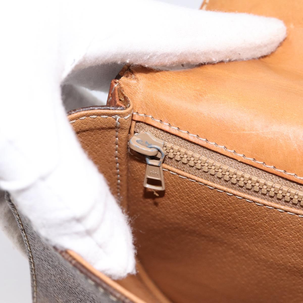 CELINE Macadam Canvas Hand Bag PVC Leather 2way Brown Gold Auth 196924