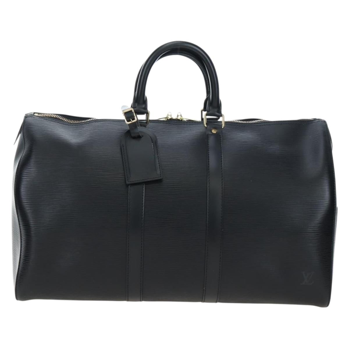 LOUIS VUITTON Epi Keepall 45 Boston Bag Black M42972 LV Auth 196925V