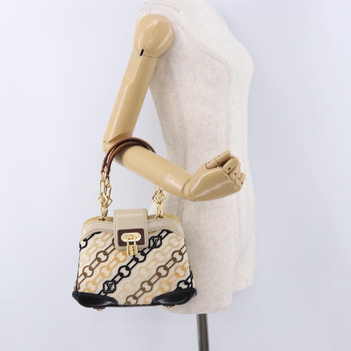 LOUIS VUITTON Monogram Charm Mini Linda Hand Bag Ivory LV Auth 196930M