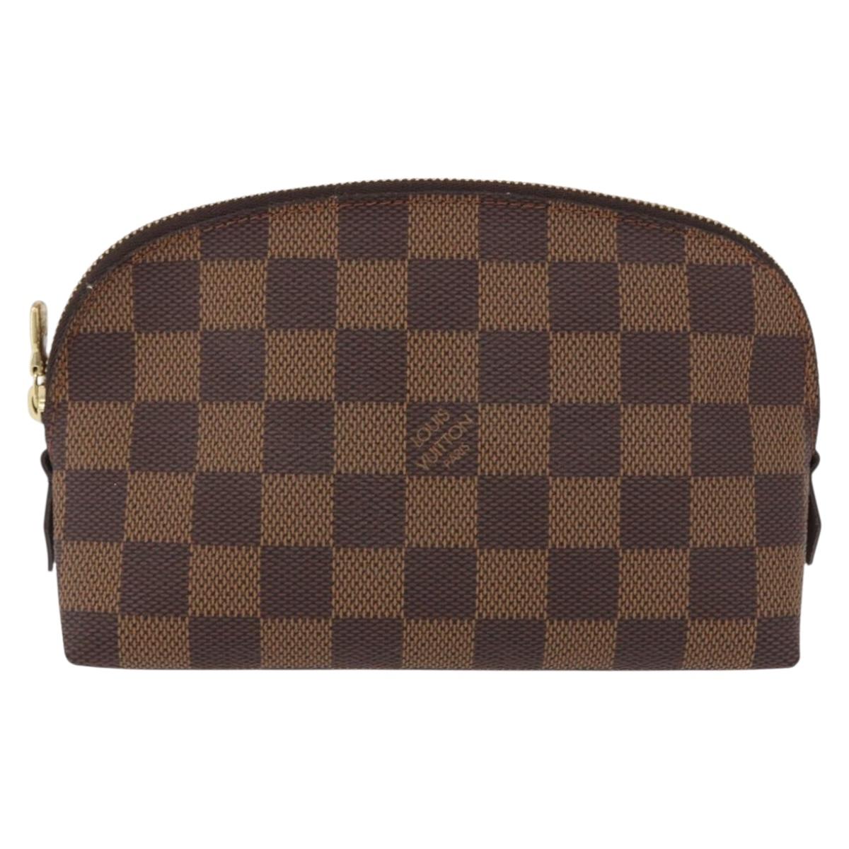LOUIS VUITTON Damier Ebene Pochette Cosmetic PM Pouch N47516 LV Auth 196932