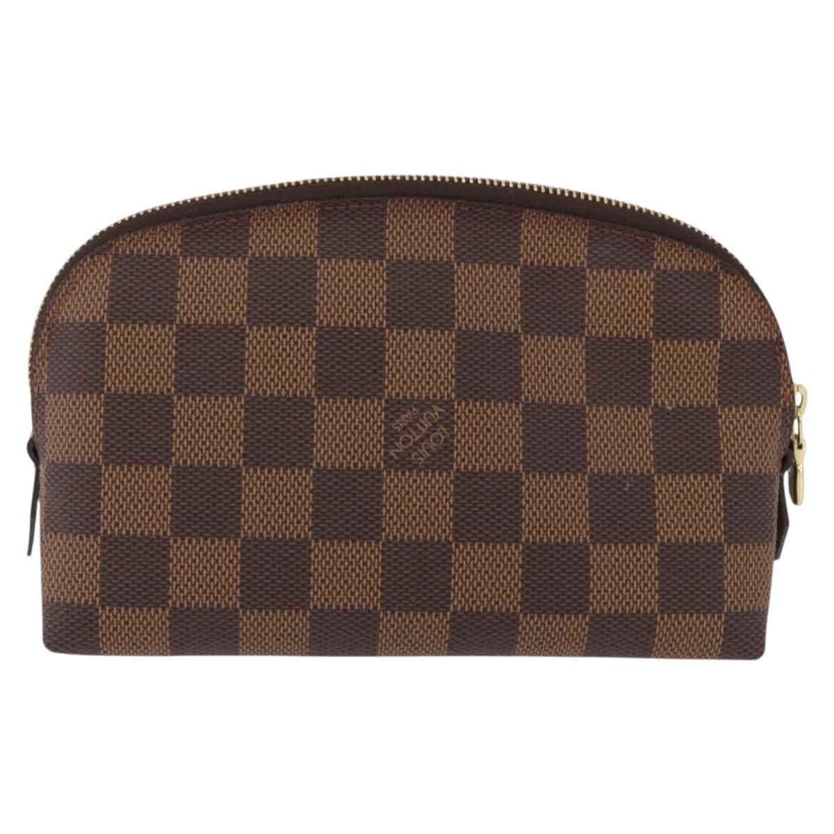 LOUIS VUITTON Damier Ebene Pochette Cosmetic PM Pouch N47516 LV Auth 196932