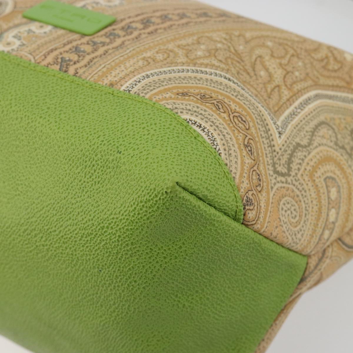 ETRO Hand Bag PVC Canvas Beige Gold Auth 196941A