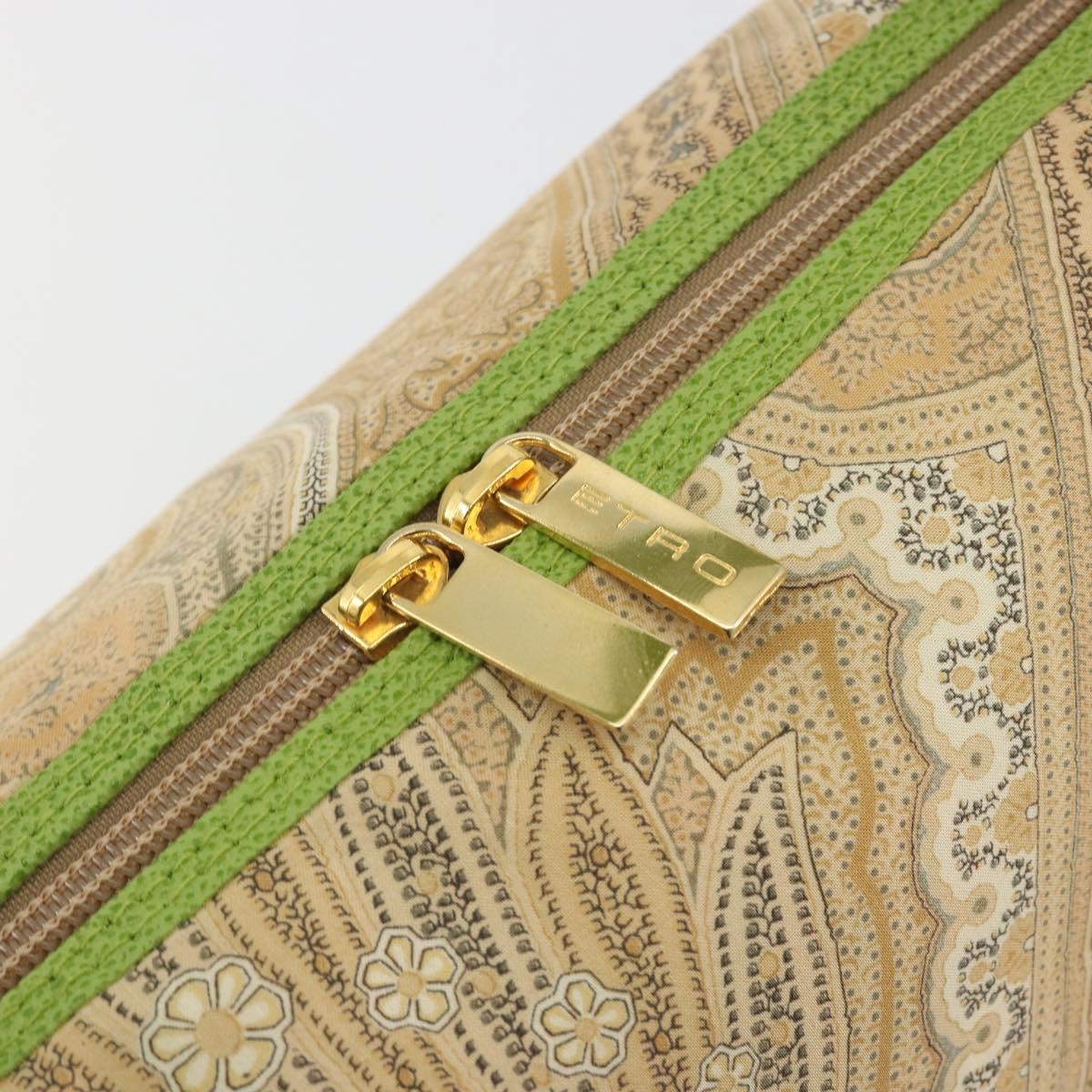 ETRO Hand Bag PVC Canvas Beige Gold Auth 196941A