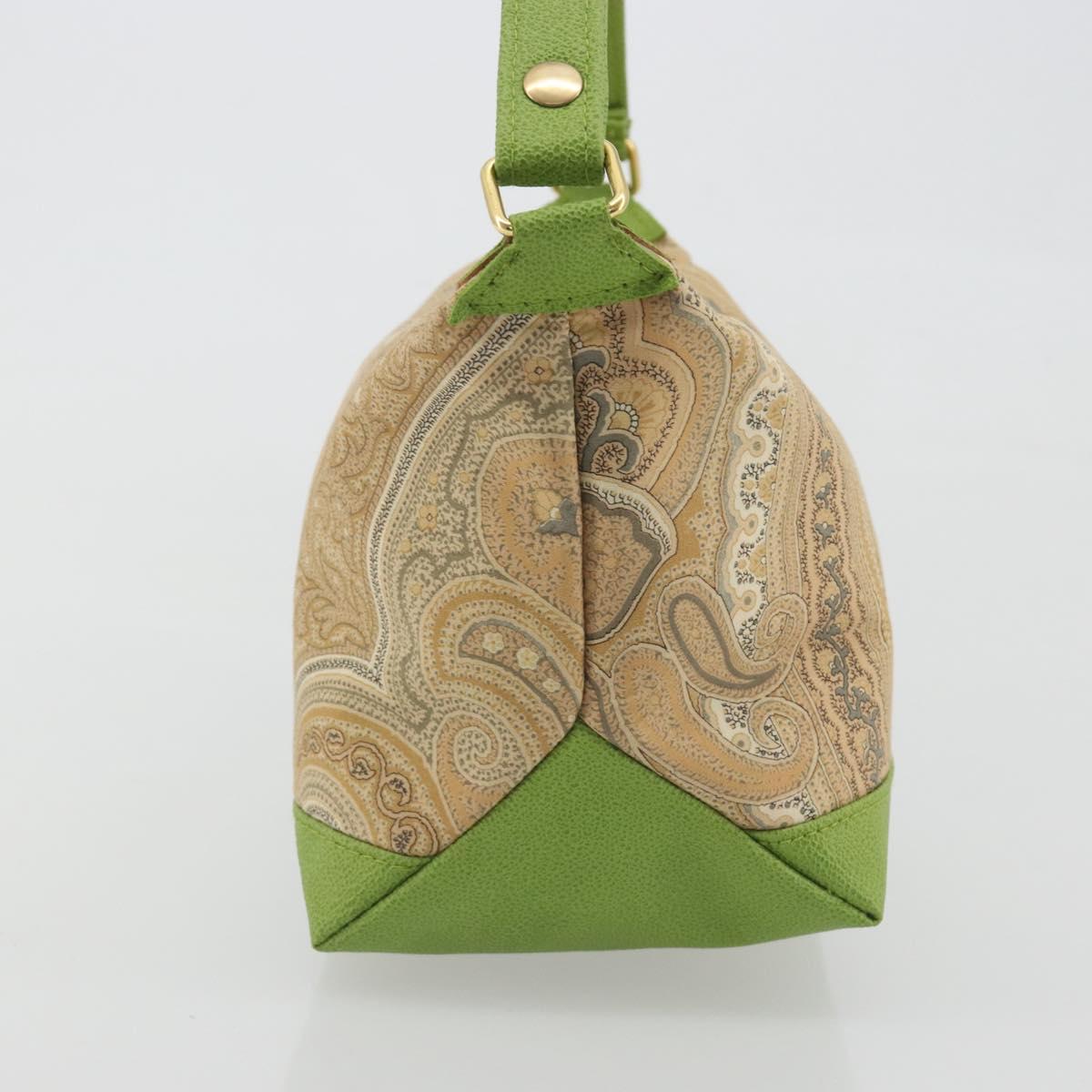 ETRO Hand Bag PVC Canvas Beige Gold Auth 196941A