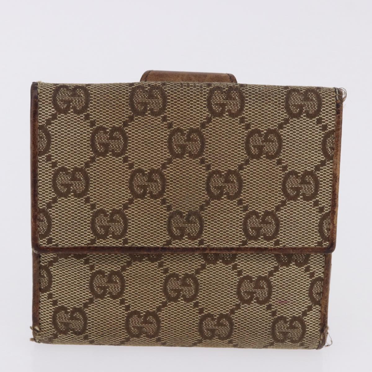 GUCCI GG Canvas Long Wallet 2 Set Beige Gold Auth 196947