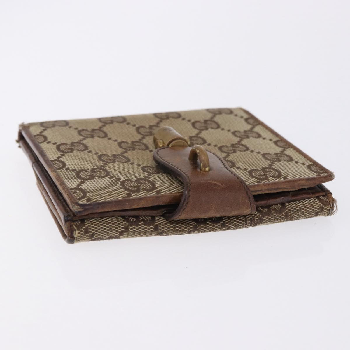 GUCCI GG Canvas Long Wallet 2 Set Beige Gold Auth 196947