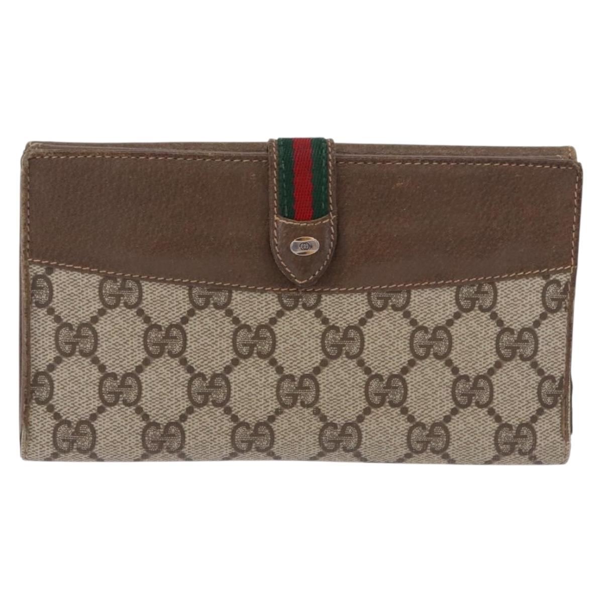 GUCCI GG Canvas Long Wallet 2 Set Beige Gold Auth 196947