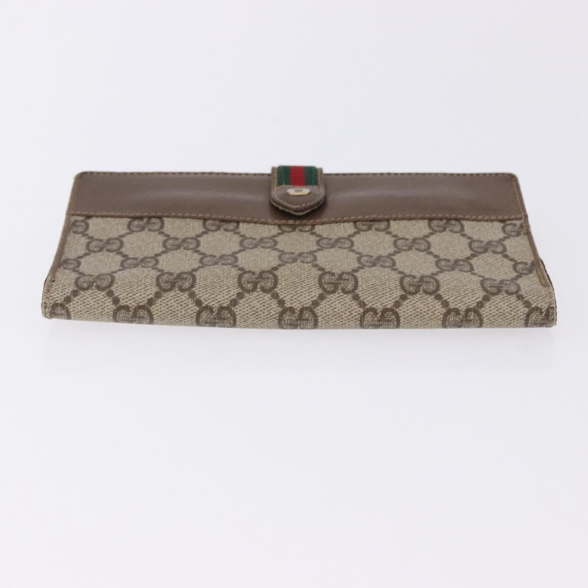 GUCCI GG Canvas Long Wallet 2 Set Beige Gold Auth 196947