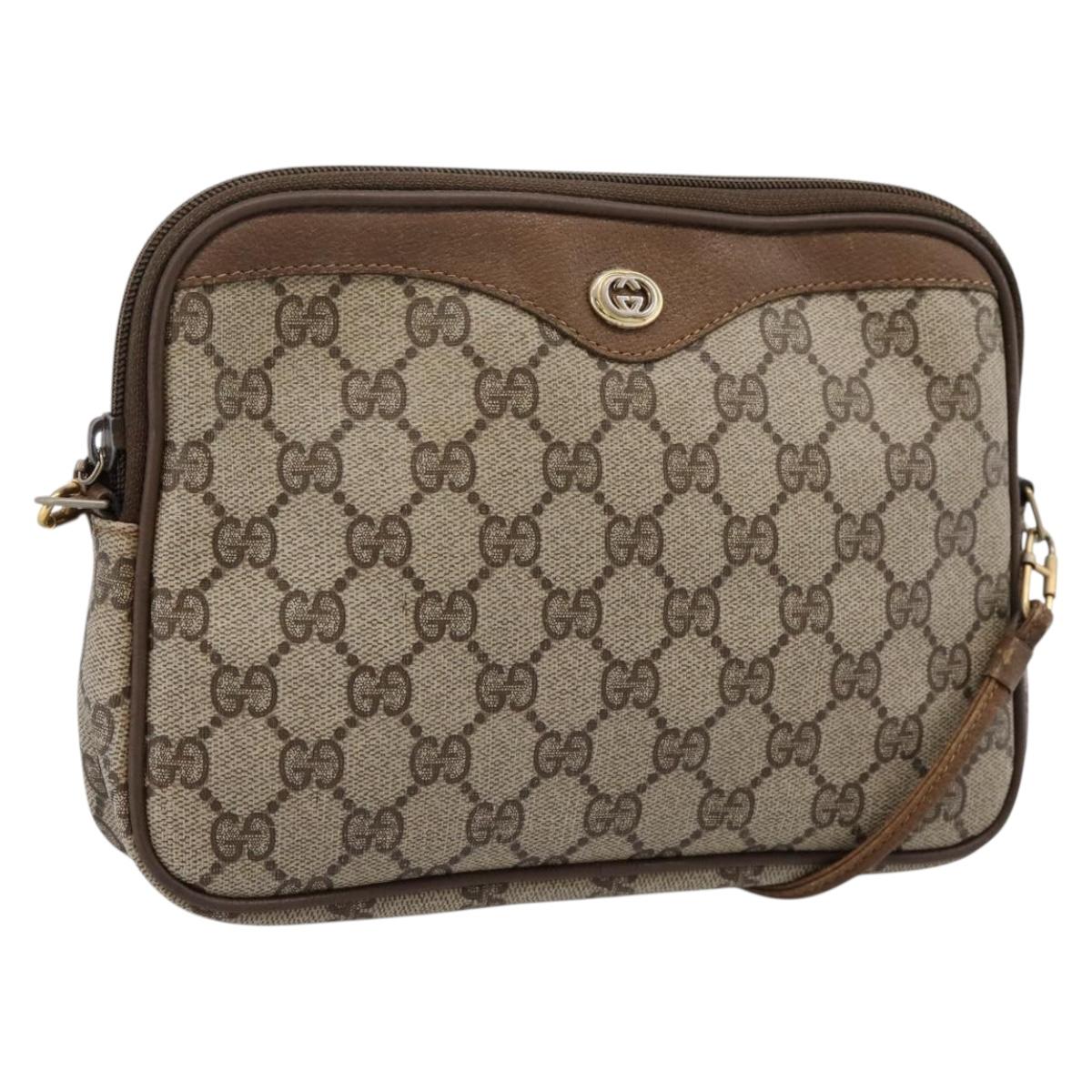GUCCI GG Supreme Shoulder Bag PVC Beige Gold 56 02 068 Auth 196956
