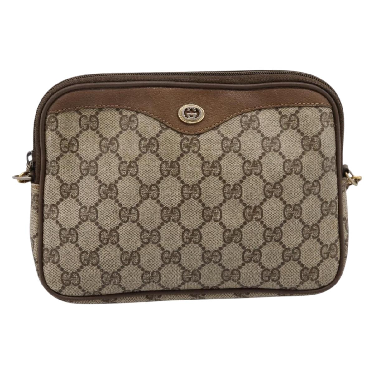 GUCCI GG Supreme Shoulder Bag PVC Beige Gold 56 02 068 Auth 196956