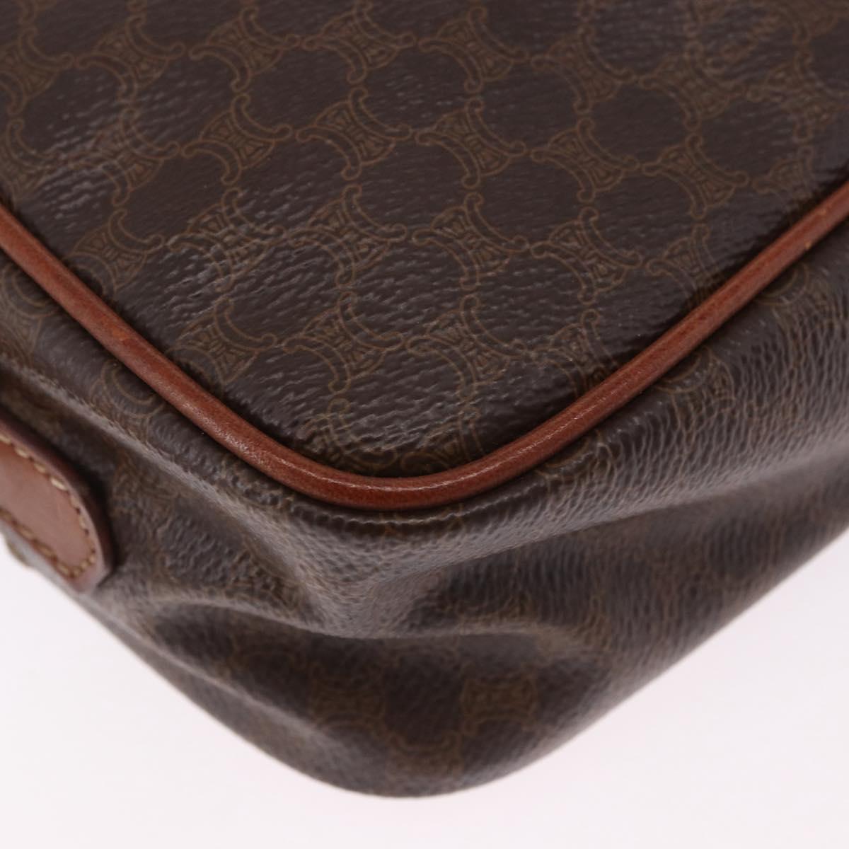 CELINE Macadam Canvas Hand Bag PVC Leather 2way Brown Gold Auth 196958