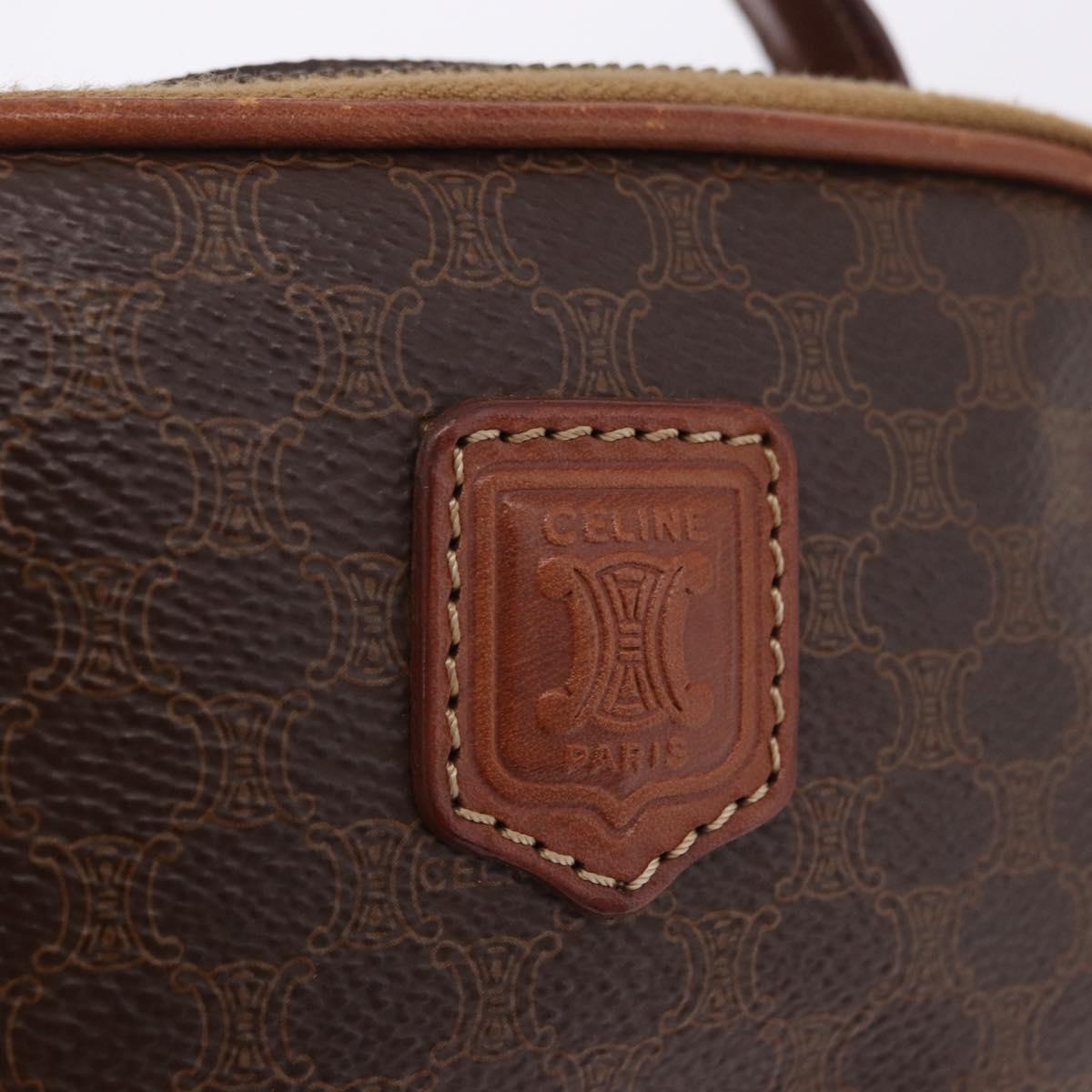 CELINE Macadam Canvas Hand Bag PVC Leather 2way Brown Gold Auth 196958