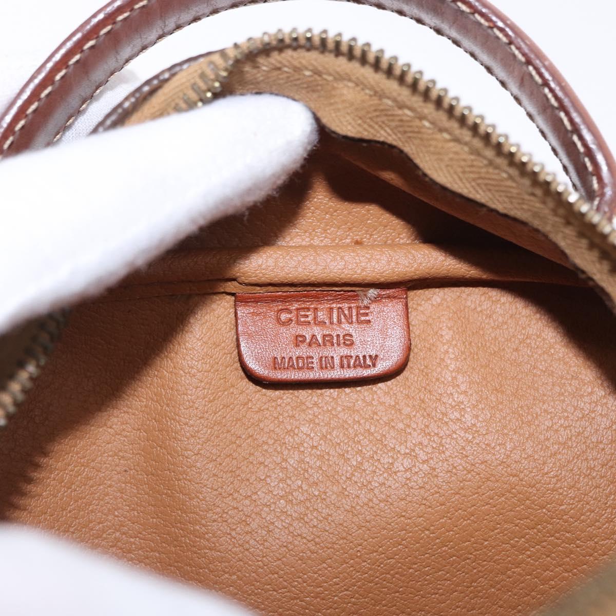 CELINE Macadam Canvas Hand Bag PVC Leather 2way Brown Gold Auth 196958